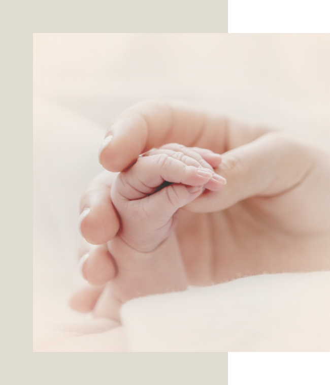 Newborn baby hands being held by mother